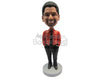 Custom Bobblehead Guy Wearing Fashionable Jacket And Both Hands In His Pockets With Front-Flat Pants And Casual Shoes - Leisure & Casual Casual Males Personalized Bobblehead & Cake Topper