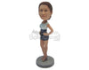 Custom Bobblehead Beautiful Gal Wearing A Top And Short Skirt With High Heels - Leisure & Casual Casual Females Personalized Bobblehead & Cake Topper
