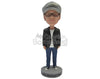 Custom Bobblehead Boy Wearing A Jacket And Jeans With Sneakers - Leisure & Casual Casual Males Personalized Bobblehead & Cake Topper
