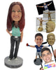 Custom Bobblehead Beautiful In A T-Shirt And Jeans With Sneakers - Leisure & Casual Casual Females Personalized Bobblehead & Cake Topper