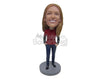 Custom Bobblehead Lady Wearing A T-Shirt Keeps Her Both Hand In Her Jeans And Wears A Sneaker - Leisure & Casual Casual Females Personalized Bobblehead & Cake Topper