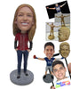 Custom Bobblehead Lady Wearing A T-Shirt Keeps Her Both Hand In Her Jeans And Wears A Sneaker - Leisure & Casual Casual Females Personalized Bobblehead & Cake Topper