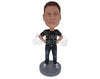 Custom Bobblehead Dude Wearing A T-Shirt And Jeans With Sneakers - Leisure & Casual Casual Males Personalized Bobblehead & Cake Topper