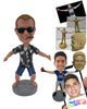 Custom Bobblehead Dude Enjoying The Moment Wearing A Short-Sleeved Shirt With Shorts - Leisure & Casual Casual Males Personalized Bobblehead & Cake Topper