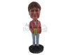 Custom Bobblehead Gentleman Wearing A Sweater And Jeans With Casual Shoes - Leisure & Casual Casual Males Personalized Bobblehead & Cake Topper