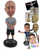 Custom Bobblehead Guy Wearing A T-Shirt With Short Pant And Cool Sneakers - Leisure & Casual Casual Males Personalized Bobblehead & Cake Topper