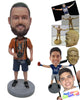 Custom Bobblehead Dude Wearing A T-Shirt And Short Pant With Slacks - Leisure & Casual Casual Males Personalized Bobblehead & Cake Topper