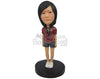 Custom Bobblehead Gorgeous Girl Wearing A Top, Short Pant With Sneakers - Leisure & Casual Casual Females Personalized Bobblehead & Cake Topper