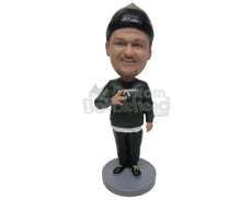 Custom Bobblehead Guy Wearing A T-Shirt And Trouser With Sneakers - Leisure & Casual Casual Males Personalized Bobblehead & Cake Topper