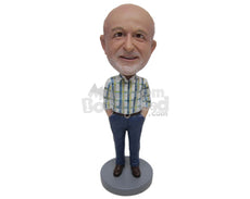 Custom Bobblehead Tall Man Wearing A Shirt With Both Hands In His Pockets And Trendy Boots On - Leisure & Casual Casual Males Personalized Bobblehead & Cake Topper