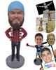 Custom Bobblehead Guy Wearing A Jacket, Jeans Fashionable Boots And A Scarf Over His Shoulders - Leisure & Casual Casual Males Personalized Bobblehead & Cake Topper