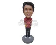 Custom Bobblehead Boy Wearing T-Shirt And Jeans With Sneakers - Leisure & Casual Casual Males Personalized Bobblehead & Cake Topper