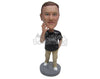 Custom Bobblehead Fashionable Man Wearing A T-Shirt, Pants And Cool Expensive Sneakers - Leisure & Casual Casual Males Personalized Bobblehead & Cake Topper