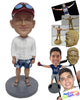 Custom Bobblehead Dude Wearing A Long-Sleeved T-Shirt, Boxers And Slippers On - Leisure & Casual Casual Males Personalized Bobblehead & Cake Topper