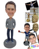 Custom Bobblehead Fashionable Boy Wearing A Shirt, Jeans, Cool Sneakers In Both Hands In The Pockets - Leisure & Casual Casual Males Personalized Bobblehead & Cake Topper