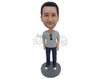 Custom Bobblehead Guy Wearing A T-Shirt And Jeans With Super Cool Sneakers - Leisure & Casual Casual Males Personalized Bobblehead & Cake Topper
