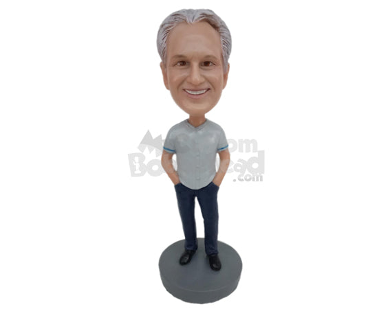 Custom Bobblehead Cool Male Wearing A Jersey And Front-Flat Pant With Sneakers - Leisure & Casual Casual Males Personalized Bobblehead & Cake Topper