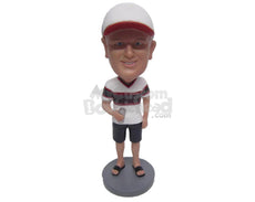 Custom Bobblehead Cool Sports Fan Dude In Shorts And Trendy Jersey - Leisure & Casual Casual Males Personalized Bobblehead & Cake Topper