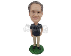 Custom Bobblehead Trendy Fella Wearing A Sports Jersey, Casual Pants Holding A Book - Leisure & Casual Casual Males Personalized Bobblehead & Cake Topper