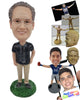 Custom Bobblehead Trendy Fella Wearing A Sports Jersey, Casual Pants Holding A Book - Leisure & Casual Casual Males Personalized Bobblehead & Cake Topper