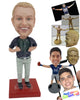 Custom Bobblehead Cool Dude Wearing A Jacket, Pants With Trendy Sneakers - Leisure & Casual Casual Males Personalized Bobblehead & Cake Topper