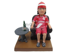 Custom Bobblehead Super Duper Pal Sitting On A Couch Wearing A Cool Jersey - Leisure & Casual Casual Males Personalized Bobblehead & Cake Topper