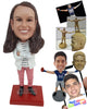 Custom Bobblehead Woman On Her Way To The Office Wearing A Jacket Over Her Top And Trendy Pants With Boots - Leisure & Casual Casual Females Personalized Bobblehead & Cake Topper