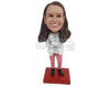 Custom Bobblehead Woman On Her Way To The Office Wearing A Jacket Over Her Top And Trendy Pants With Boots - Leisure & Casual Casual Females Personalized Bobblehead & Cake Topper
