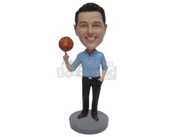 Custom Bobblehead Fashionable Boy Showing Off His Skills And Wearing A Shirt And Trendy Pants With Formal Shoes - Leisure & Casual Casual Males Personalized Bobblehead & Cake Topper