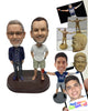Custom Bobblehead Two Casual Guys Having A Quick Chat - Leisure & Casual Casual Males Personalized Bobblehead & Cake Topper