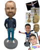 Custom Bobblehead Trendy Man Wearing A Long-Sleeved Shirt With Formal Pants And Shoes - Leisure & Casual Casual Males Personalized Bobblehead & Cake Topper