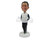 Custom Bobblehead Stylish Dude In Sleeveless Jacket And Track Pants With Hands In The Jacket Pocket - Leisure & Casual Casual Males Personalized Bobblehead & Cake Topper
