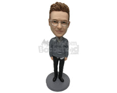 Custom Bobblehead Gorgeous Pal Wearing A Jacket With Casual Pant And Trendy Shoes On - Leisure & Casual Casual Males Personalized Bobblehead & Cake Topper