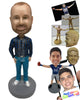 Custom Bobblehead Handsome Pal Wearing A Long-Sleeved Shirt With Formal Pants And Shoes - Leisure & Casual Casual Males Personalized Bobblehead & Cake Topper