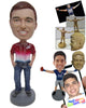 Custom Bobblehead Cool Dude Wearing A T-Shirt, Jeans And Expensive Footwear - Leisure & Casual Casual Males Personalized Bobblehead & Cake Topper