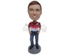 Custom Bobblehead Cool Dude Wearing A T-Shirt, Jeans And Expensive Footwear - Leisure & Casual Casual Males Personalized Bobblehead & Cake Topper