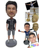 Custom Bobblehead Gorgeous Male Wearing A T-Shirt And Trendy Shorts And Slipper - Leisure & Casual Casual Males Personalized Bobblehead & Cake Topper