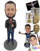 Custom Bobblehead Trendy Dude Ready With His Pose Wearing A Jacket And Jeans With Boots - Leisure & Casual Casual Males Personalized Bobblehead & Cake Topper