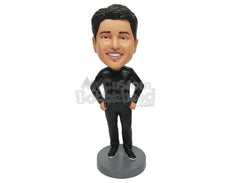 Custom Bobblehead Handsome Man Wearing Casual Shirt With Jeans And Shoes - Leisure & Casual Casual Males Personalized Bobblehead & Cake Topper