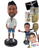 Custom Bobblehead Handsome Man Wearing Casual T-Shirt And Shorts With Shoes - Leisure & Casual Casual Males Personalized Bobblehead & Cake Topper