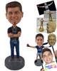 Custom Bobblehead Handsome Man Wearing A Shirt Jeans And Fancy Belt - Leisure & Casual Casual Males Personalized Bobblehead & Cake Topper