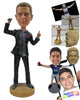 Custom Bobblehead Male With Formal Suit Rocking With A Mic In Hand And Rose In Upper Pocket - Leisure & Casual Casual Males Personalized Bobblehead & Cake Topper