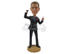 Custom Bobblehead Male With Formal Suit Rocking With A Mic In Hand And Rose In Upper Pocket - Leisure & Casual Casual Males Personalized Bobblehead & Cake Topper
