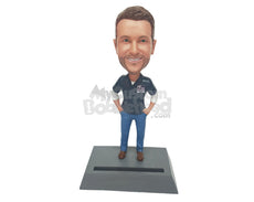 Custom Bobblehead Handsome Man Wearing Shirt And Shorts - Leisure & Casual Casual Males Personalized Bobblehead & Cake Topper