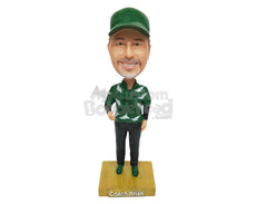 Custom Bobblehead Cool Guy Wearing A Cap With Sweater And Pants - Leisure & Casual Casual Males Personalized Bobblehead & Cake Topper