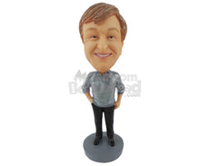 Custom Bobblehead Gorgeous Man Wearing Shiny Shirt And Pant With Shoes - Leisure & Casual Casual Males Personalized Bobblehead & Cake Topper