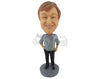 Custom Bobblehead Gorgeous Man Wearing Shiny Shirt And Pant With Shoes - Leisure & Casual Casual Males Personalized Bobblehead & Cake Topper