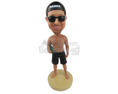 Custom Bobblehead Shirtless Man Wearing Backwards Cap And Short With No Shoes - Leisure & Casual Casual Males Personalized Bobblehead & Cake Topper