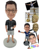 Custom Bobblehead Serious Man Wearing Shirt With Shorts And Flip Flops - Leisure & Casual Casual Males Personalized Bobblehead & Cake Topper