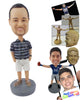 Custom Bobblehead Guy Tucking His Hands Into His Pockets Wearing Shorts Shirt And A Belt With Shoes - Leisure & Casual Casual Males Personalized Bobblehead & Cake Topper